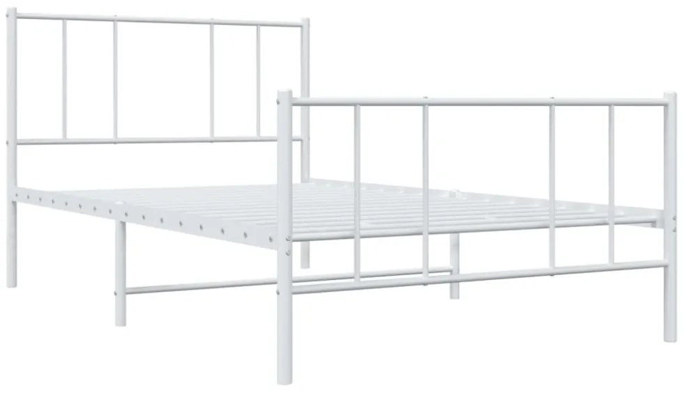 fehér fém ágykeret fej- és lábtámlával 90 x 190 cm