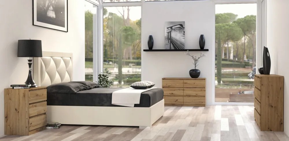 Shannan M6 120 fiókos szekrény, 120x75x30 cm, tölgy