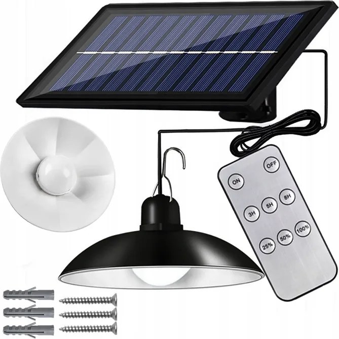 Napelemes Led Kültéri Kerti Akasztós Szürkület Érzékelő 1.6W Távirányító