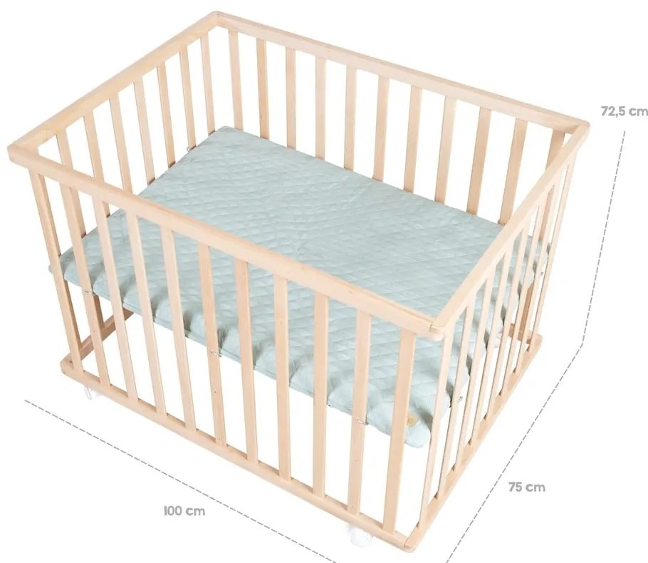 Natúr színű gurulós járóka állítható magassággal 75x100 cm Style – Roba