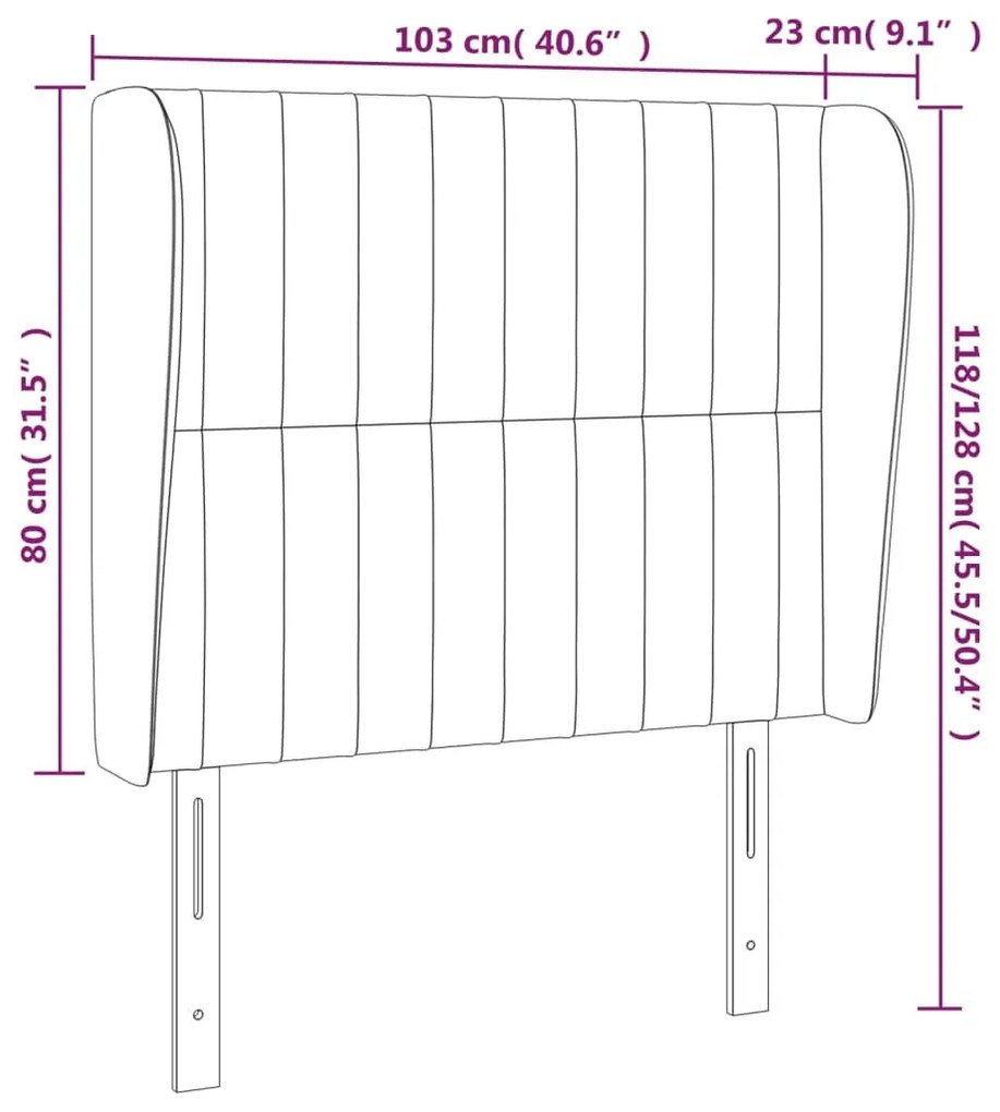 krémszínű szövet fejtámla szárnyakkal 103 x 23 x 118/128 cm