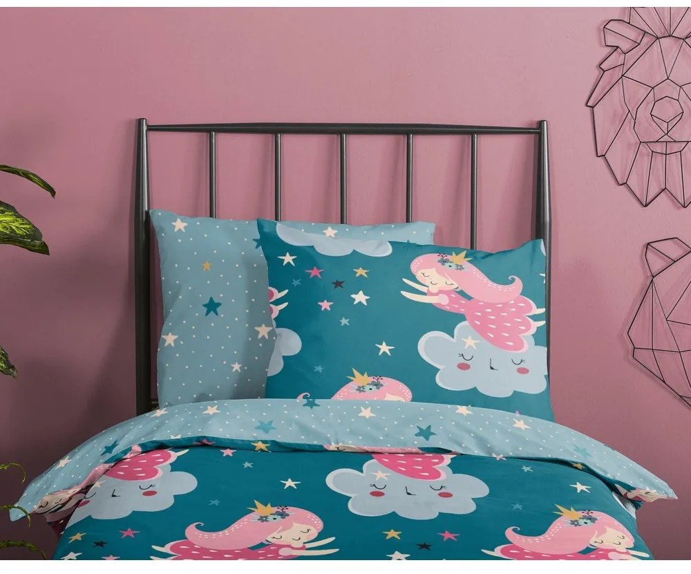 Petróleum színű pamut gyerek ágyneműhuzat babaágyhoz 120x150 cm Princesse – Good Morning