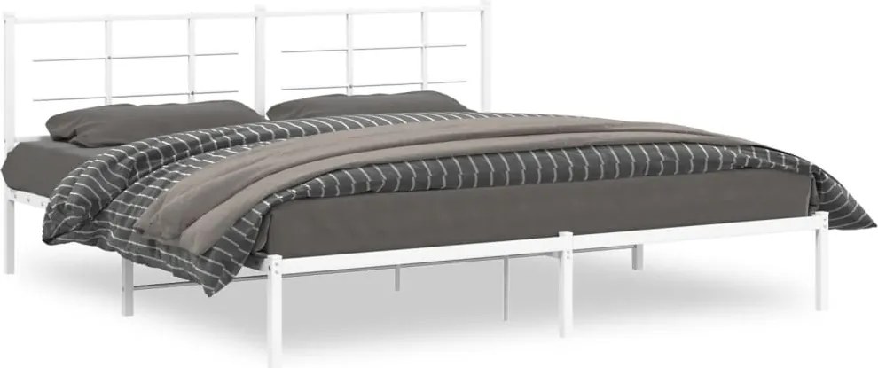 vidaXL fehér fém ágykeret fejtámlával 200 x 200 cm