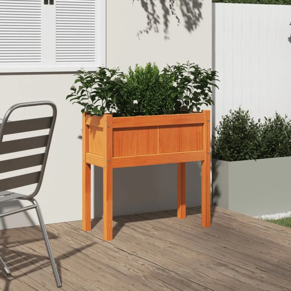 viaszbarna tömör fenyőfa kerti virágláda 70 x 31 x 70 cm