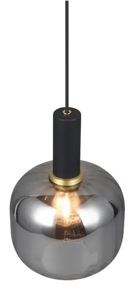 Fekete függőlámpa üveg búrával ø 20 cm Diva – Trio