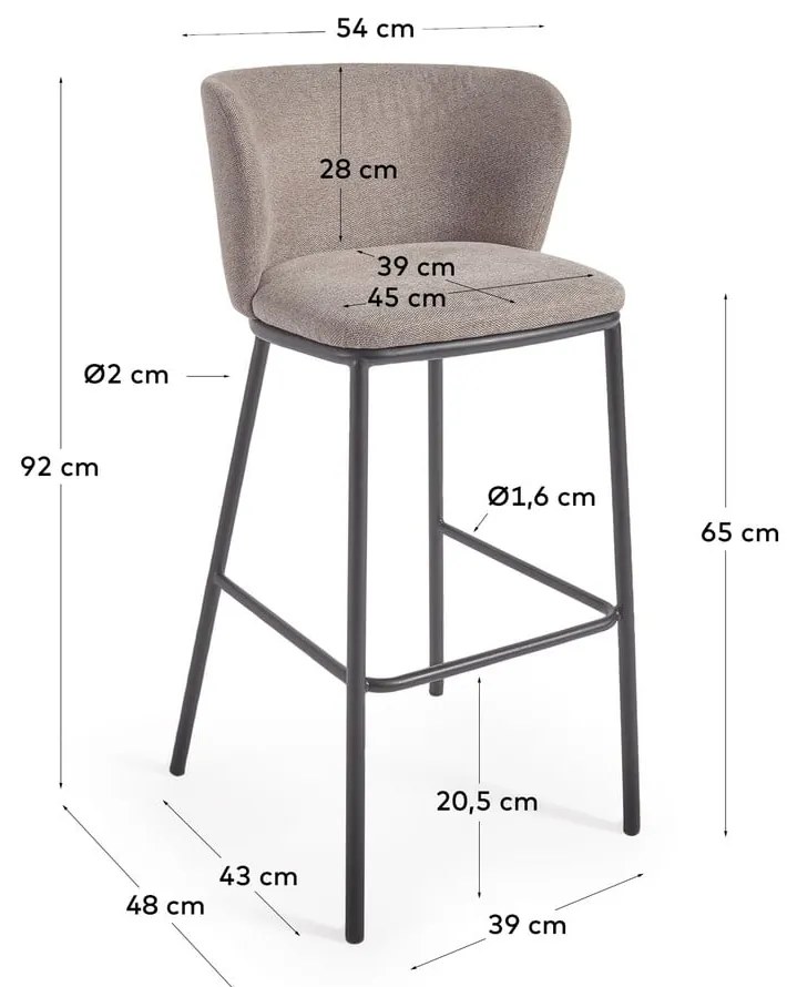 Világosbarna bárszék (ülésmagasság 65 cm) Ciselia – Kave Home