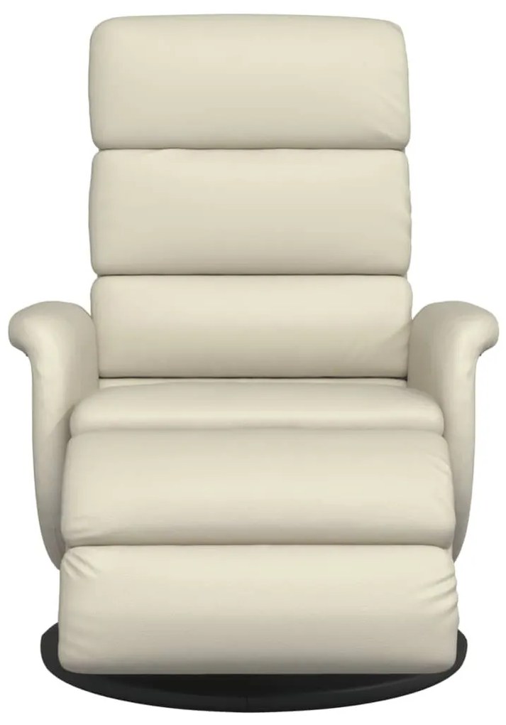 Krémszínű dönthető műbőr fotel lábzsámollyal