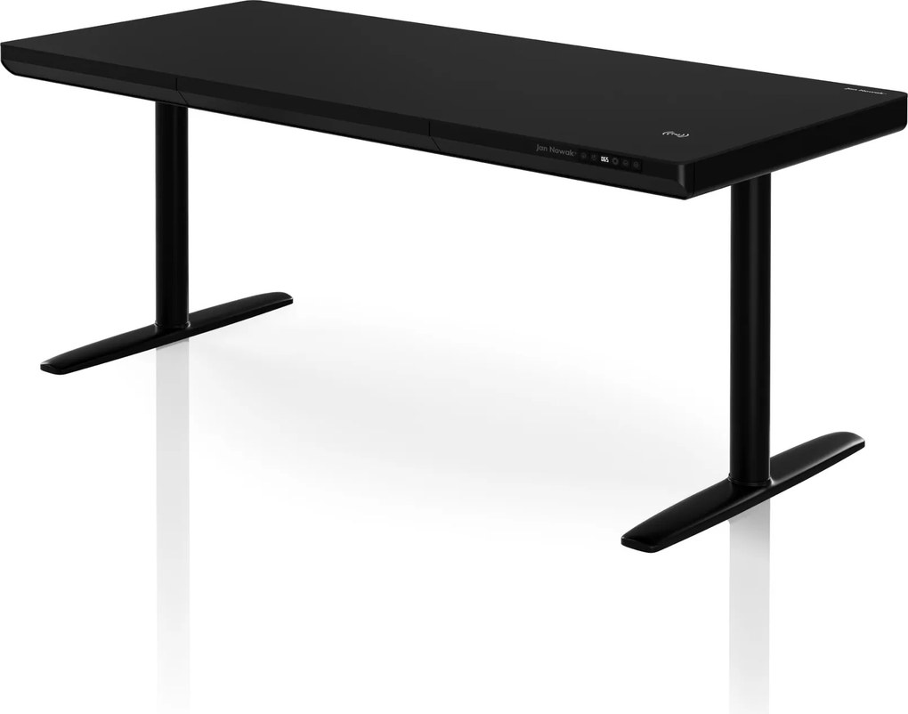 Elektromos ülő-álló íróasztal fiókkal és Qi vezeték nélküli töltővel fekete, 1600 mm: ELLIS