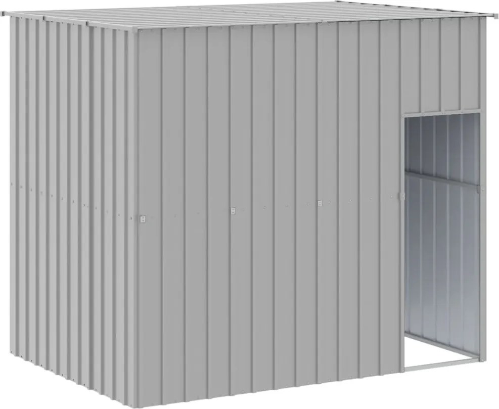 vidaXL világosszürke horganyzott acél tetős kutyakennel 214x153x181 cm