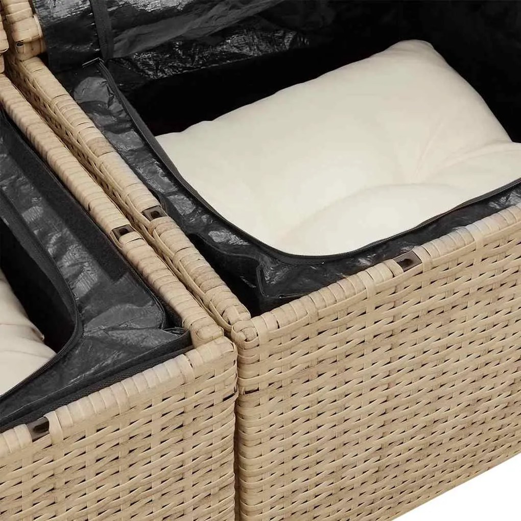Kerti Kanapé Szett párnával 7 pcs Beige, fehér Poli rattan