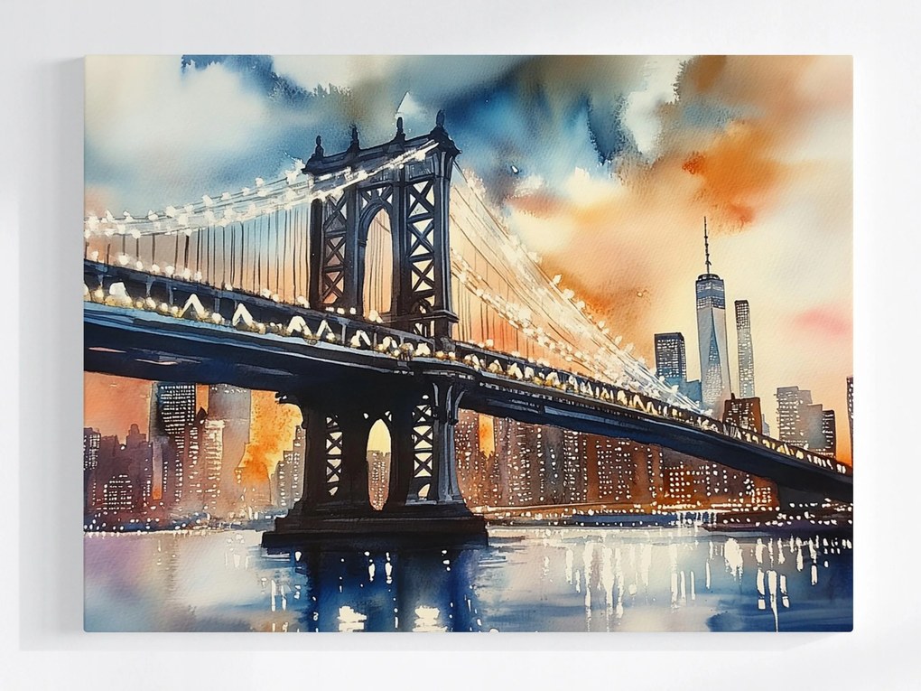 Poszter Város New York Usa Manhattan Híd Nap 100x75