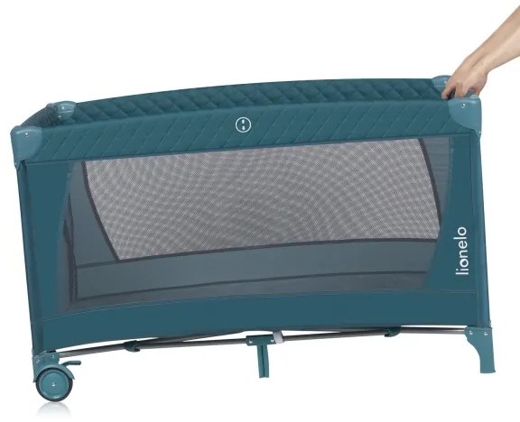 Lionelo - Utazóágy FLOWER türkiz-zöld