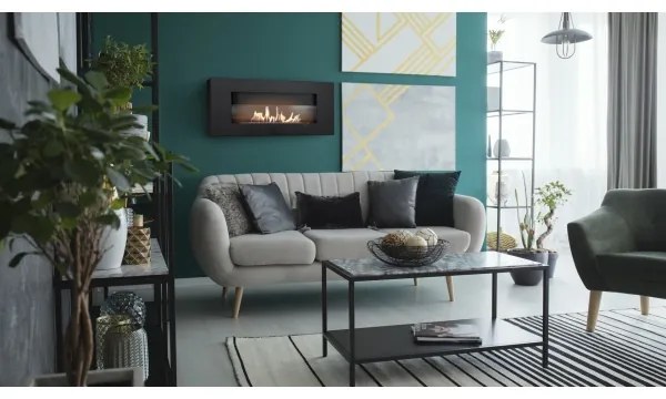 DELTA2/CZARNY/TUV - Beépíthető BIO DELTA2 kandalló 40x90 cm 2kW fekete