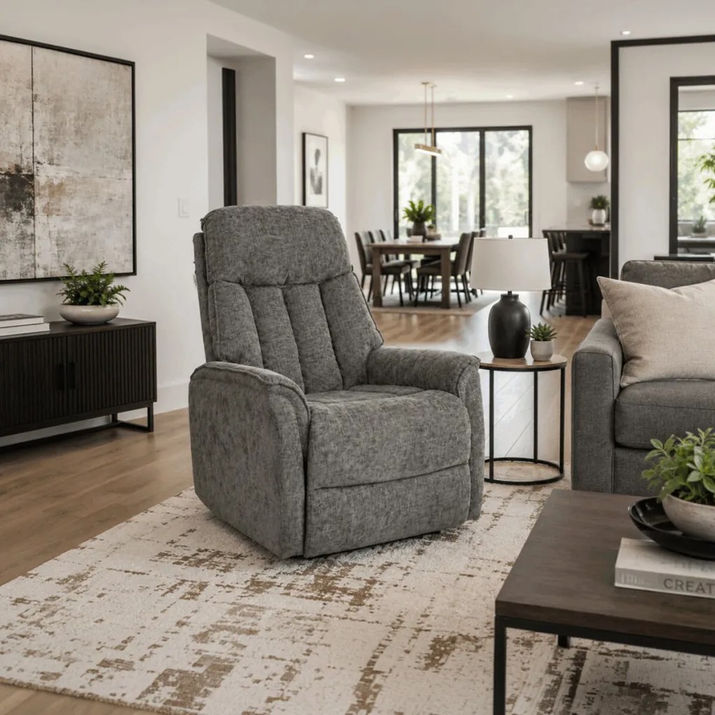 Szürke elektromos relaxfotel kábeles vezérléssel, szövet kárpitozással, TV-H9727 GREY2