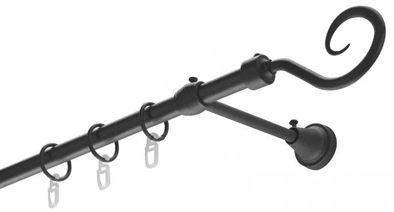 Siera horog egysoros fém karnis szett fekete 180 cm