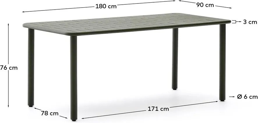 Acél kerti étkezőasztal 90x180 cm Brai – Kave Home