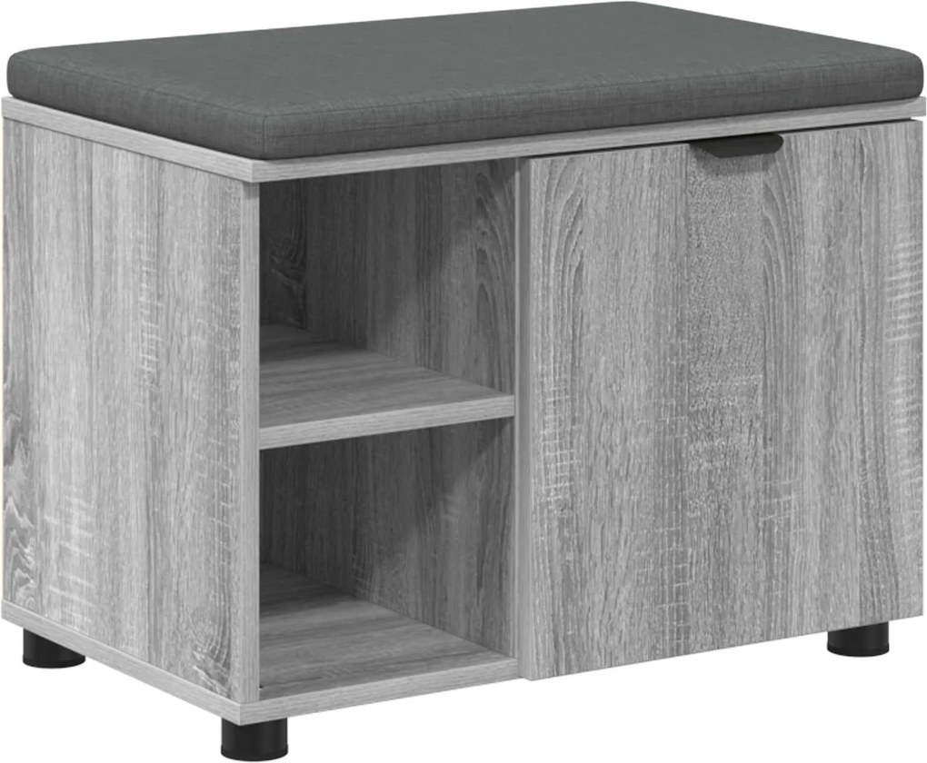 vidaXL Előtér pad Szürke Sonoma 60 x 38 x 46 cm Műanyag Fa és Szövet
