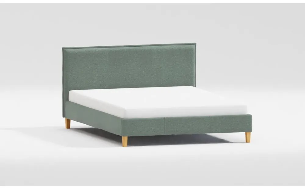 Zöld kárpitozott franciaágy ágyráccsal 160x200 cm Tina – Ropez