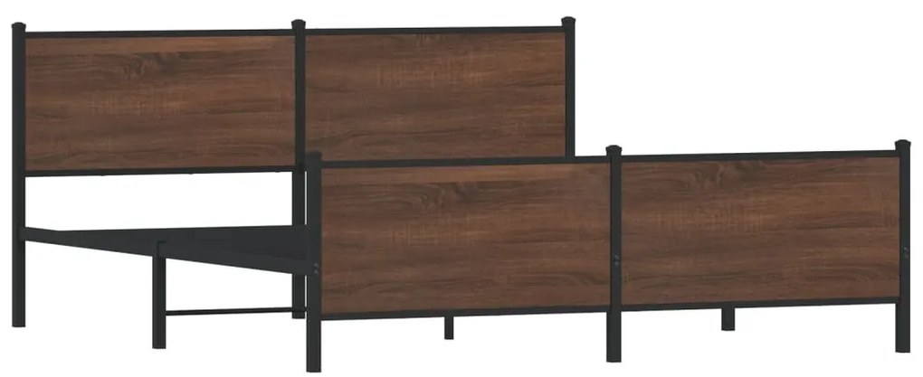 barna tölgy színű fém ágykeret matrac nélkül 183 x 213 cm