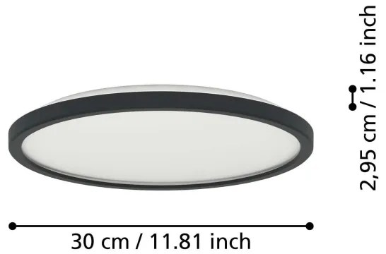 Eglo 901463-LED RGBW Dimmelhető fürdőszobai lámpa ROVITO-Z 13,9W/230V pr.30cm IP44 fekete