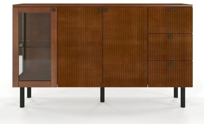 Norvik Bükk/Sötétdió polcos-fiókos komód, 160 cm