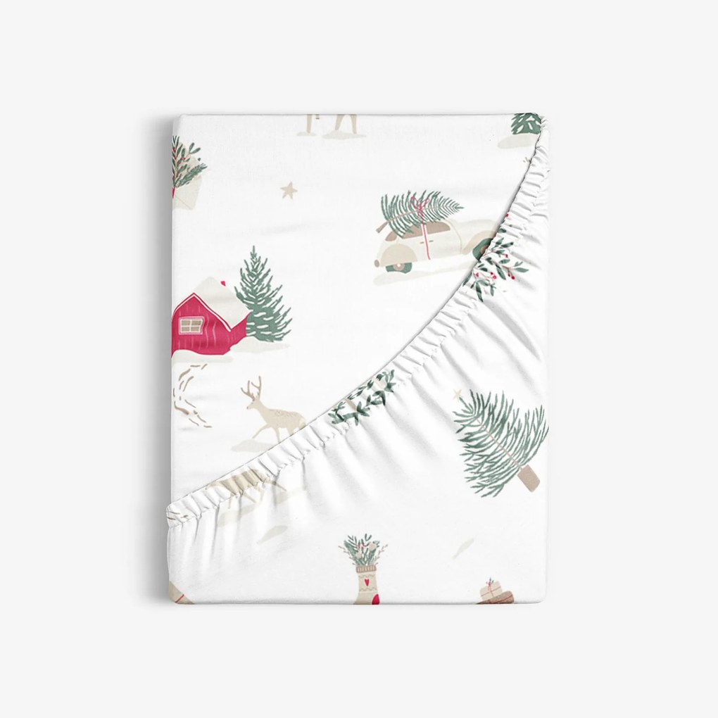 Goldea karácsonyi pamut gumis lepedő - tradicionális karácsonyi 160 x 200 cm