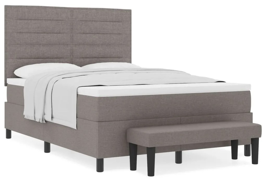 Box Spring Ágy matraccal &amp; Pad Taupe 160x200 cm Szövet