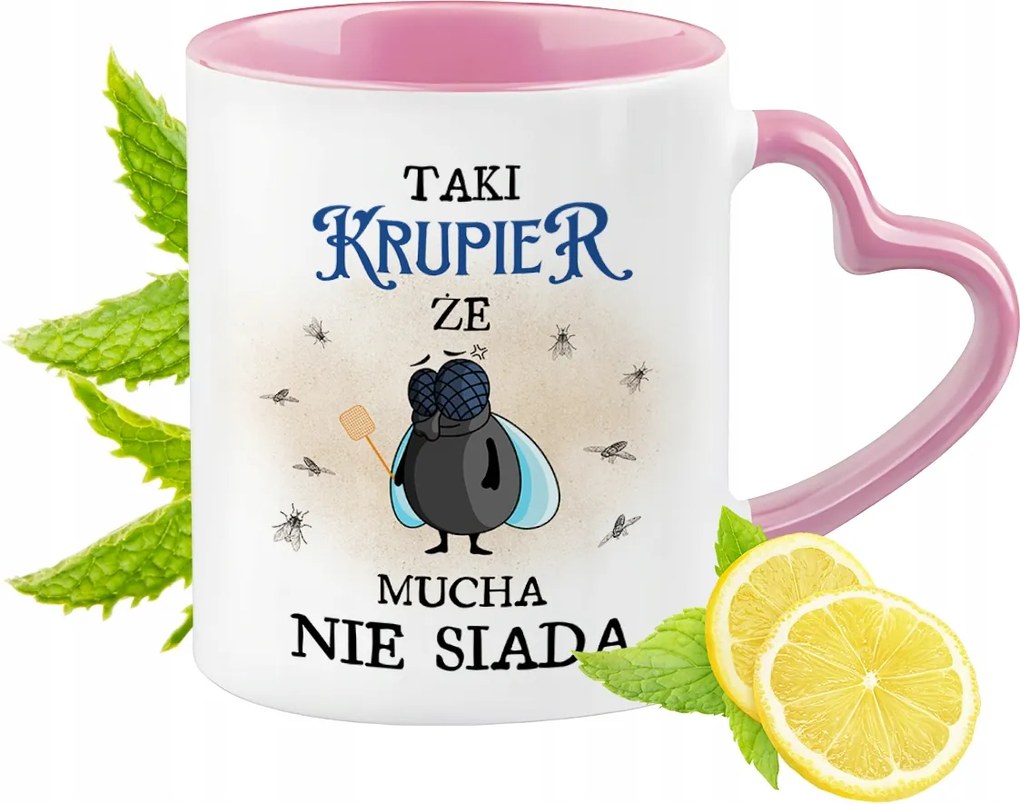 Krupper Bögre Rózsaszín Szív Alakú Füllel Kávé Ajándék