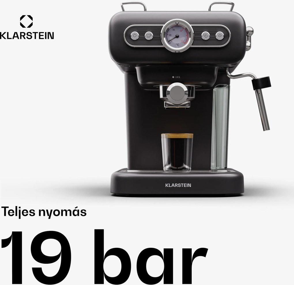Klarstein Espressionata Evo eszpresszó gép 950W 19 Bar 1,2L 2 csésze