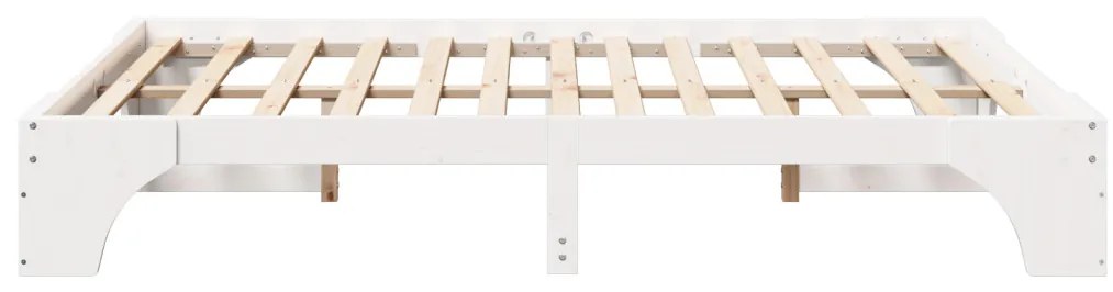 Ágykeret Fehér Fa 150 x 200 cm Minimalista Faágykeret