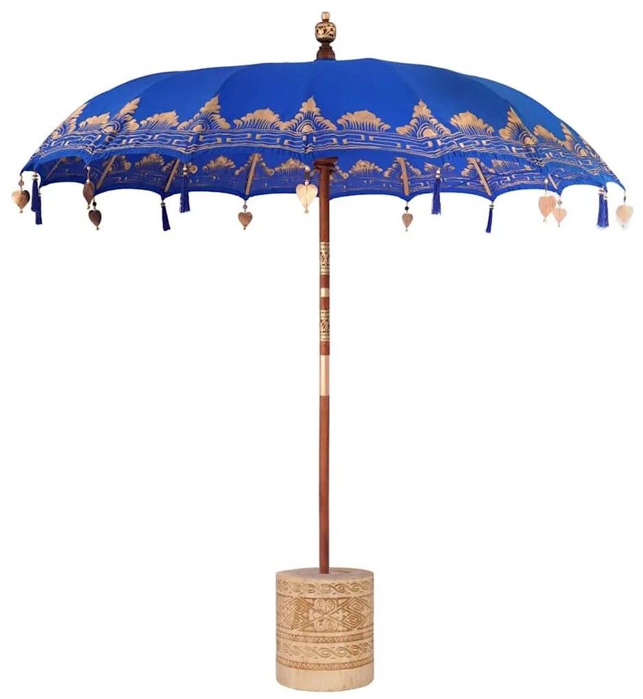 Balinéz Napernyő Kék 210-220 cm Pamut, tömör fa