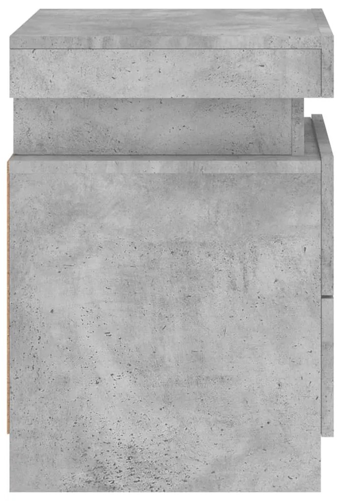 2 db betonszürke éjjeliszekrény LED-világítással 35x39x55 cm