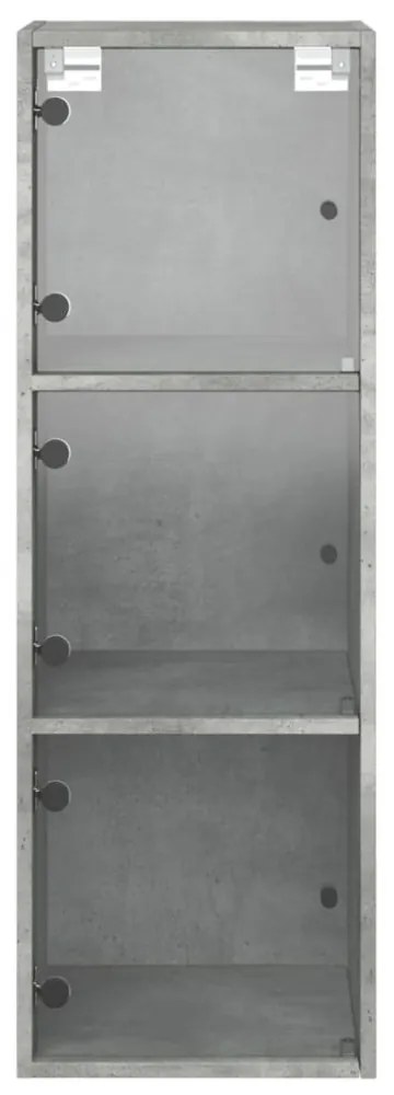 betonszürke faliszekrény üvegajtókkal 35x37x100 cm