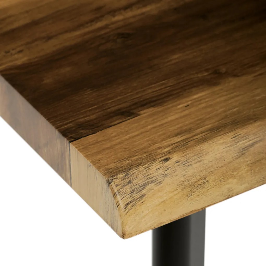 Dohányzóasztal 120x60x55 cm, MDF lap, régi fa dekor, fém, fekete láb