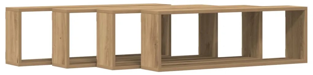 Fali Polcok 4 db Kézműves Tölgy 80x15x26 cm Mérnöki Fa