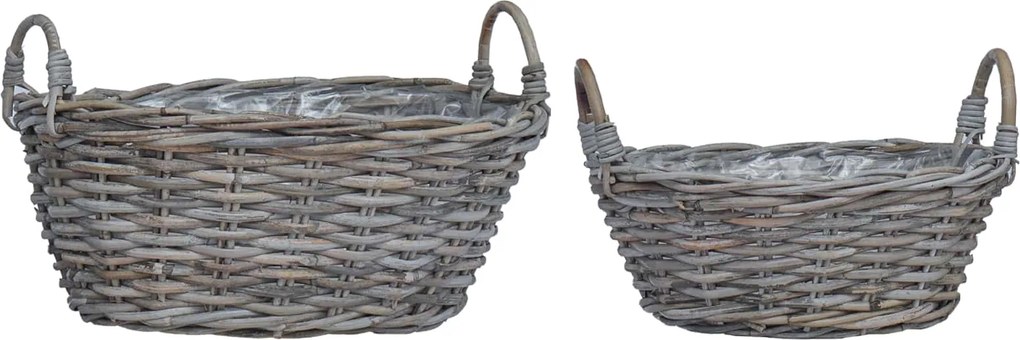 vidaXL Virágkosár tárolóval 2 pcs Szürke Lacak Rattan