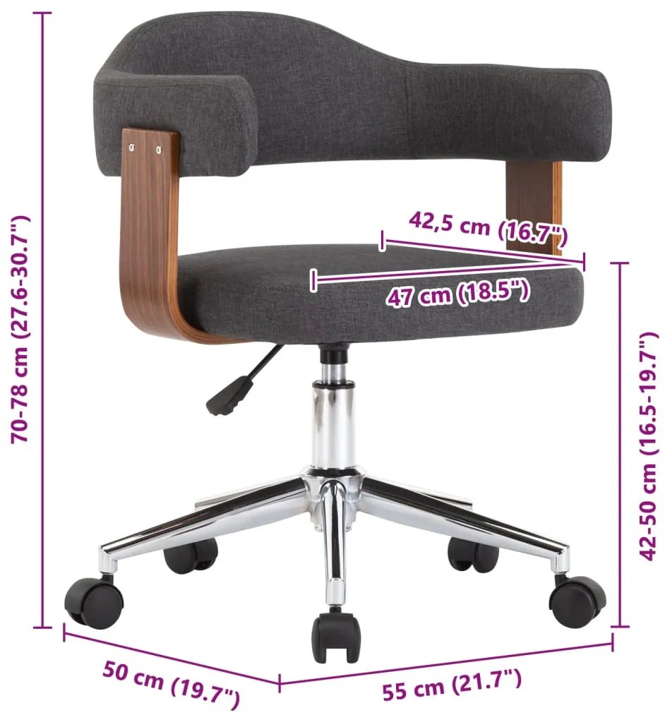 6 db szürke hajlított fa és szövet forgó étkezőszék