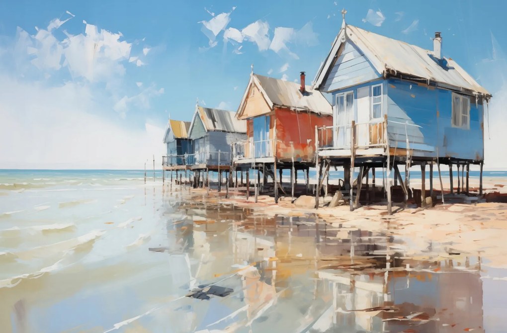 Poszter 86,4x56,8cm Festői tengerparti kunyhók