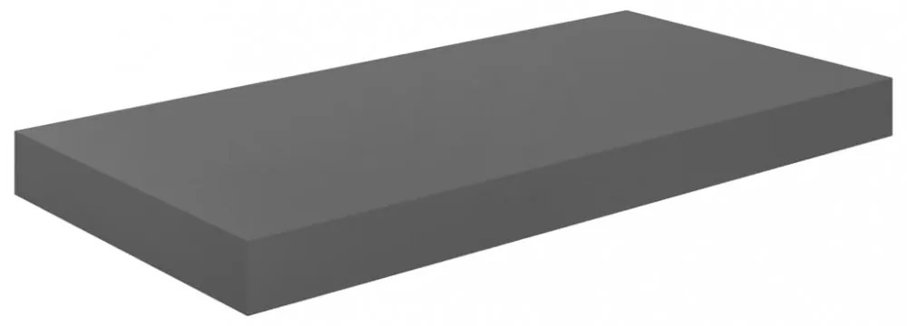 4 db magasfényű szürke MDF lebegő fali polc 50 x 23 x 3,8 cm