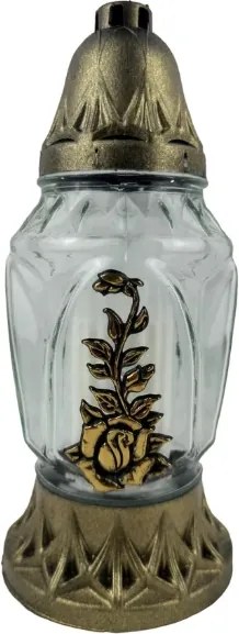 Üveg temetői gyertya töltelékkel, temetői gyertyatartó üveg/pvc 25cm