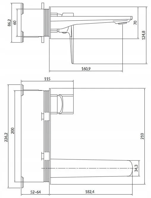 Cersanit Larga - rejtett mosdócsaptelep, króm, S951-386