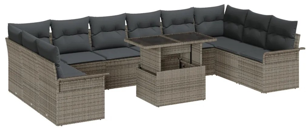 Kerti Kanapé Szett 11 pcs Szürke 100 x 55 x 73 cm Poli rattan