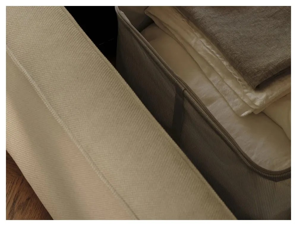 Bézs kárpitozott franciaágy tárolóhellyel, ágyráccsal 140x200 cm Arendal – Cosmopolitan Design