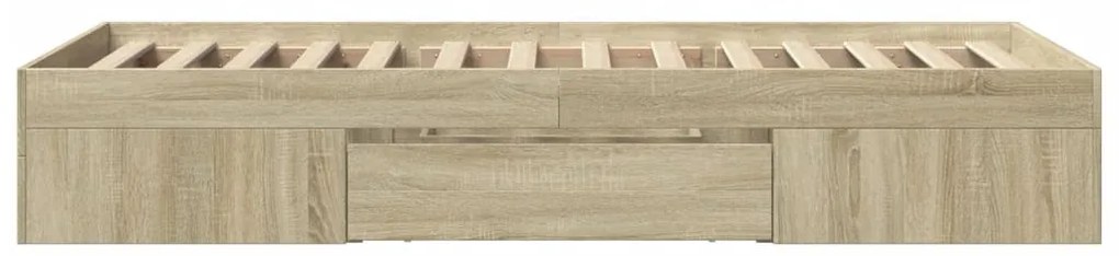 sonoma tölgy színű szerelt fa ágykeret matrac nélkül 90x190 cm