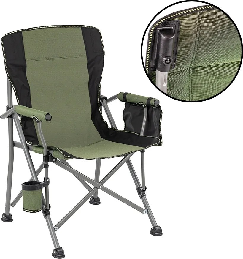 Leziter Comfort Plus karfás horgász szék pohártartóval zöld