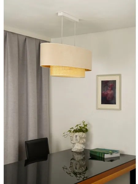 Duolla - Csillár zsinóron DOUBLE OVAL RATTAN 2xE27/15W/230V krémes/rattan
