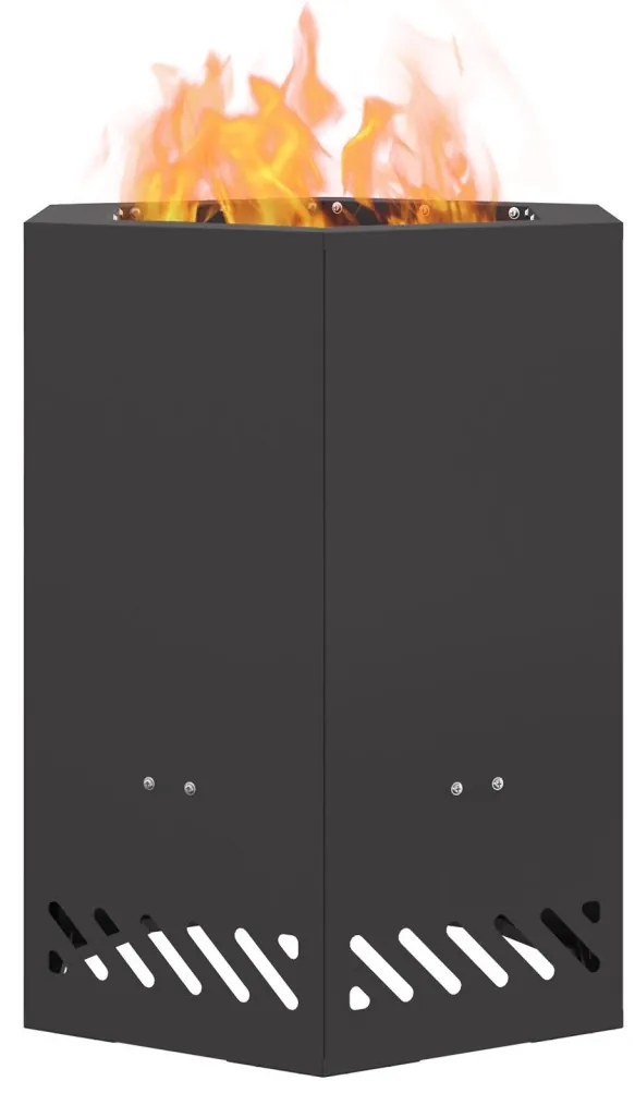 Füstmentes Tűzrakó Heptagon Fekete 38x38x51 cm Acél