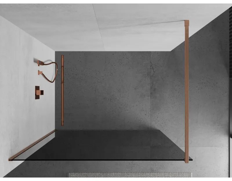 Mexen Kioto, Walk-In zuhany paraván 90 x 200 cm, 8mm szürke üveg, réz matt profil, 800-090-101-65-40