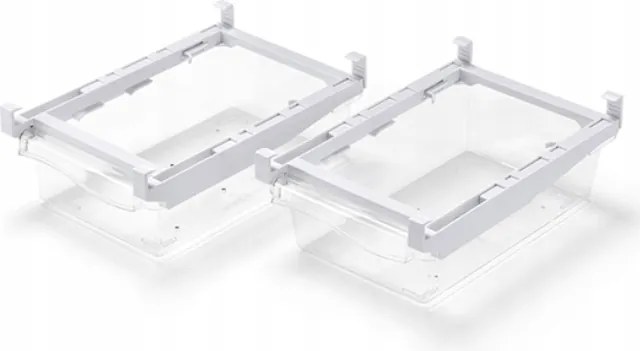 Kihúzható tárolók a hűtőszekrényhez, 2 db zöldség-gyümölcs rendszerező polc