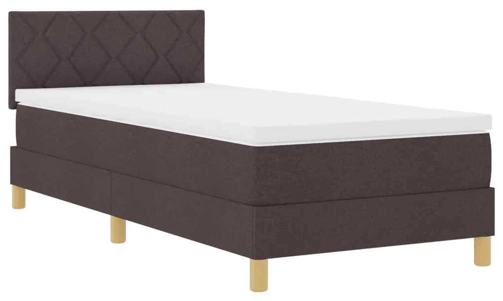 Box Spring ágy matraccal és LED világítással sötétbarna 90x200 cm szövet